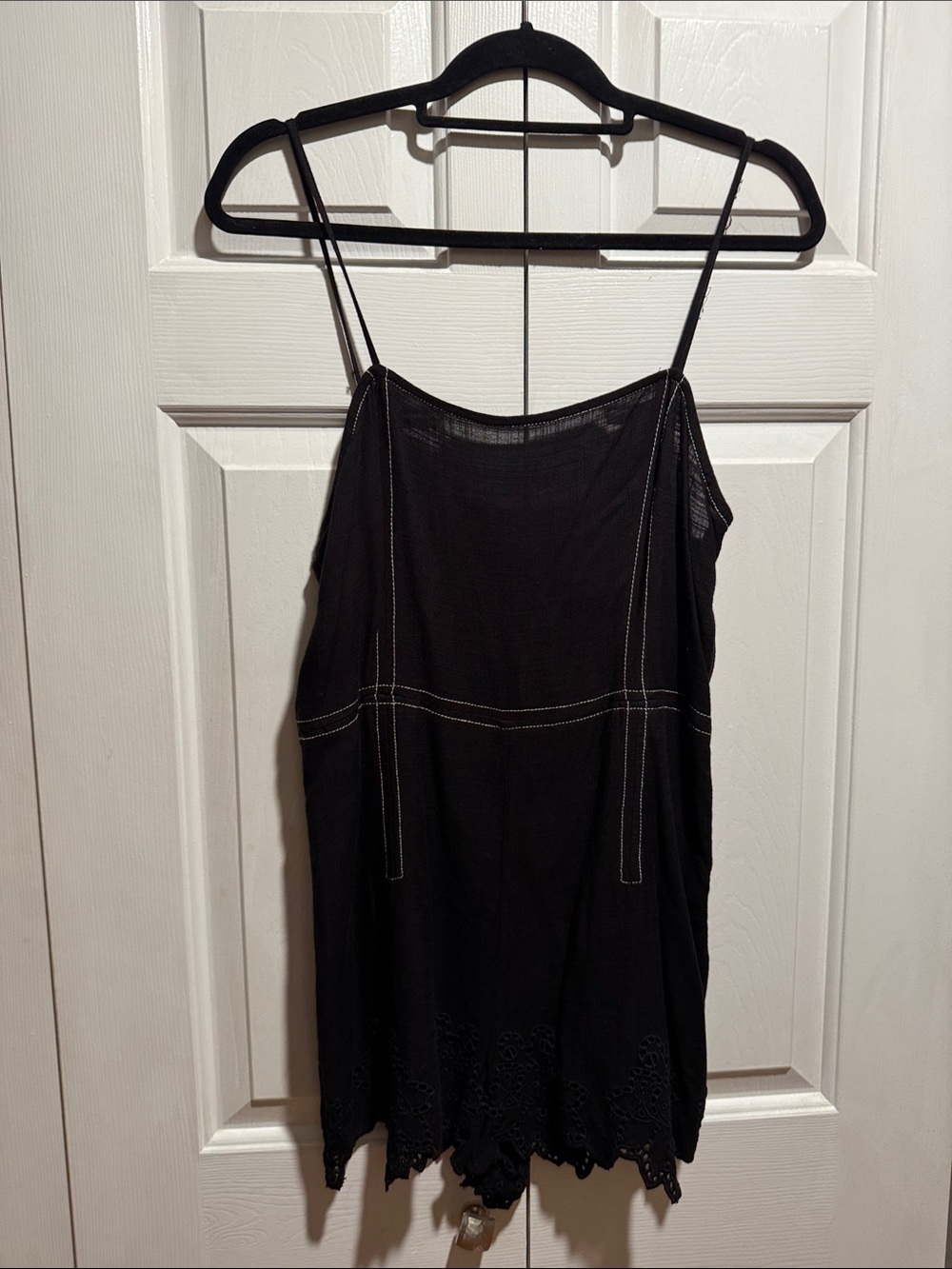 ZARA Black Spaghetti Strap Tank with Lace Hem